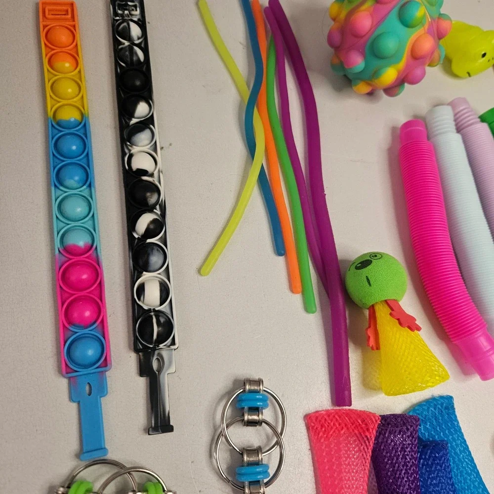 Fidget Toy Sensory Lot Pop It Bracelets Spinners Pop Tubes Marble Mesh 30 pieces